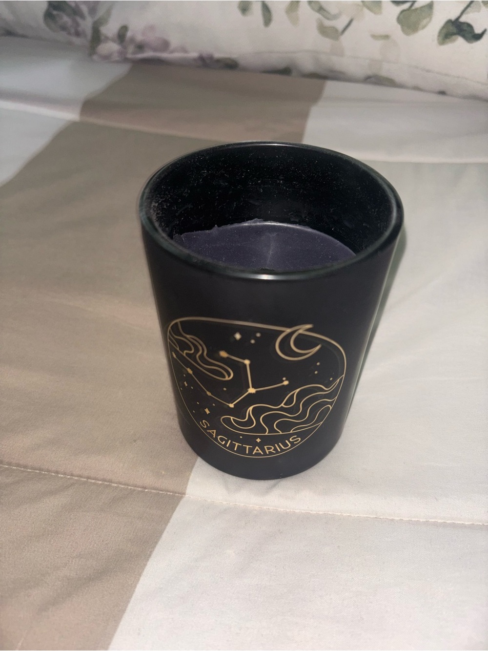 Sagittarius Zodiac Scented Candle - Black with Gold Design